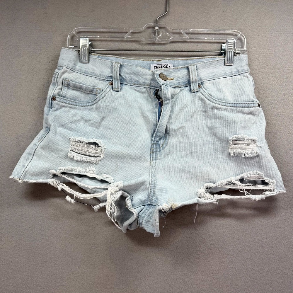Chelsea Shorts Womens‎ 05 Blue Denim Stretch Distressed High Rise Vintage Ripped
